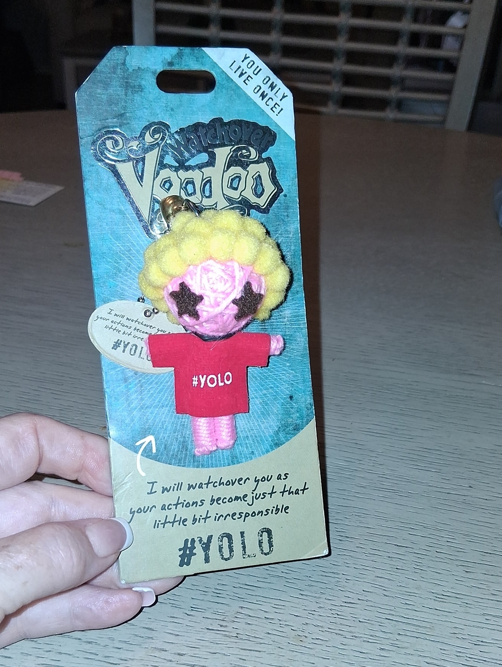 Unbranded Pink & Yellow Plush Keychain Charm with #YOLO Shirt